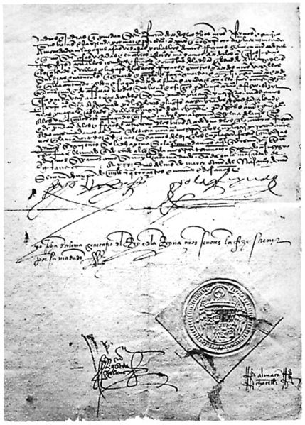 Signed copy of the Alhambra Decree, or Edict of Expulsion