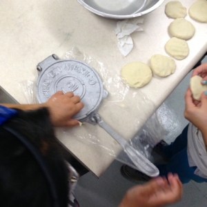My new tortilla-press in action. Thanks, Mom!